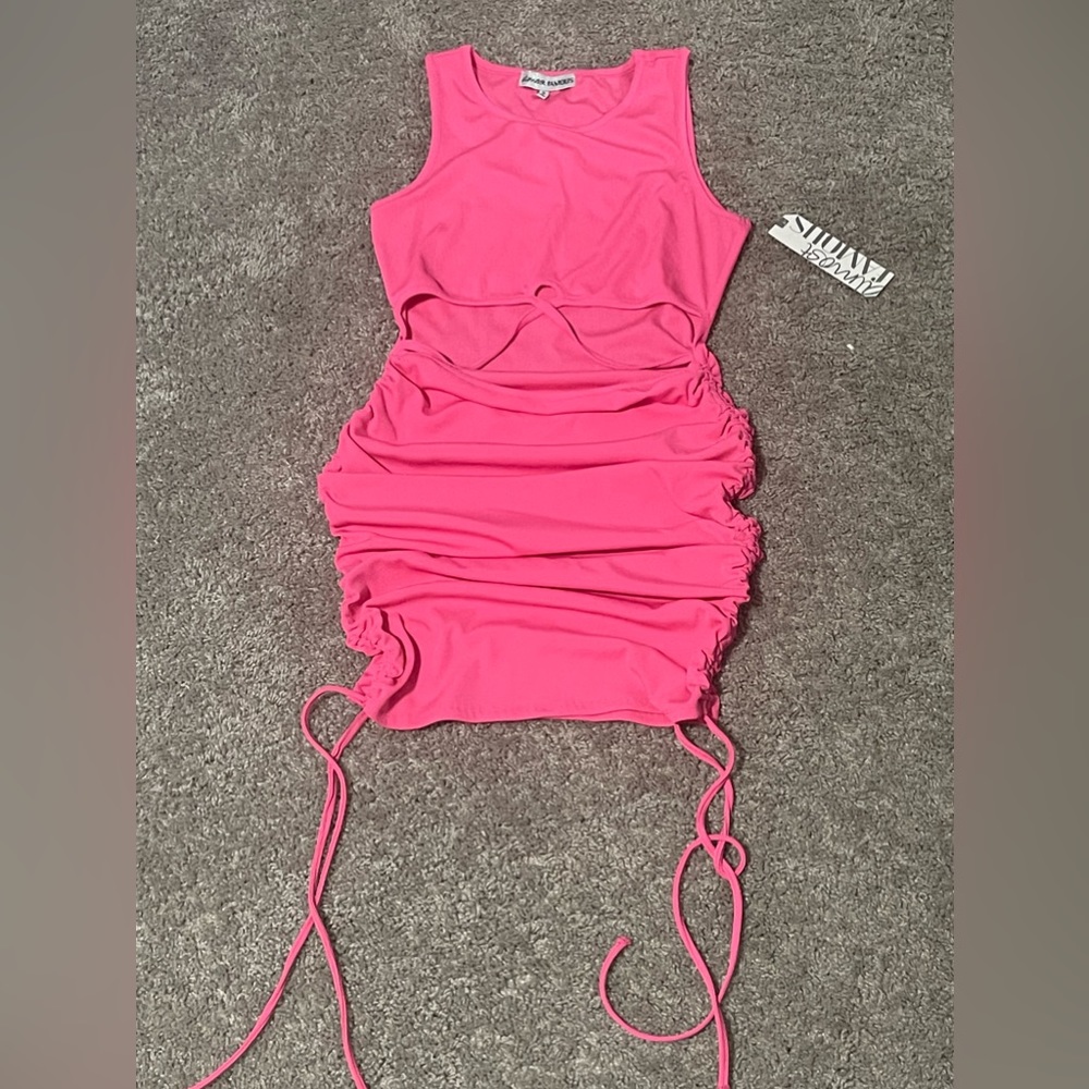 Pink midi cutout body-con dress